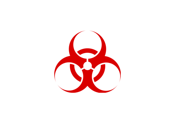 Badge icon "Biohazard (184)" provided by The Noun Project under The symbol is published under a Public Domain Mark