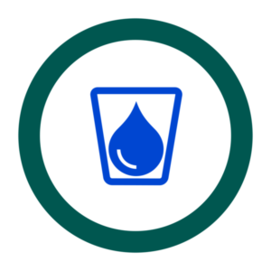 Badge icon "Water (3810)" provided by The Noun Project under The symbol is published under a Public Domain Mark